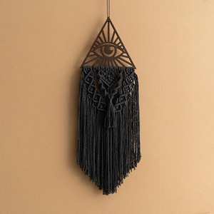 Suspension murale en macramé œil protecteur pour décoration bohème, élégante décoration de pièce et accent de protection intérieure moderne, provenance Inde - Product Image 2