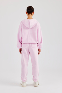Set all'ingrosso di cotone 100% personalizzato 300gm con cappuccio e pantaloni della <span class=keywords><strong>tuta</strong></span> per le donne <span class=keywords><strong>rosa</strong></span> oversize <span class=keywords><strong>tuta</strong></span> larga con Zip - Product Image 5