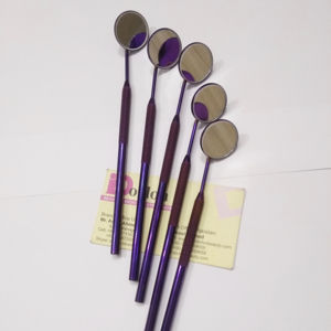 Pinzas de pestañas de tendencia de acero inoxidable con logotipo personalizado Espejo de inspección de pestañas de plasma púrpura con forma de círculo pequeño - Product Image 1