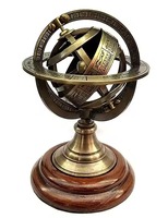 Sphère Armillaire Art Déco en Laiton Poli, Sculpture de Globe Céleste Suspendue Légère pour Décoration Intérieure, Diwali, Mariage, Bureau