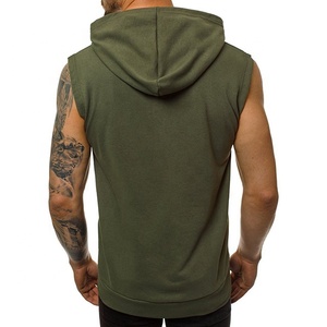 Sudadera con capucha sin mangas para hombre de alta calidad, moda informal, gimnasio, deportes, Fitness, camisa con estampado bordado, sublimación, patrón sólido - Product Image 3