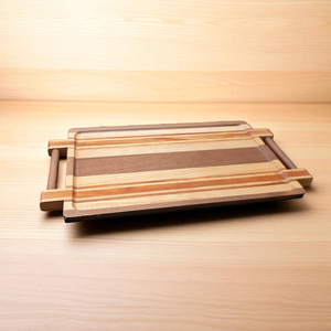 Plateau artisanal en bois haut de gamme, pièce d'art fonctionnelle, plateau de service en bois dur mélangé pour la décoration intérieure moderne - Product Image 2