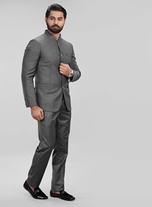 La Scoot, traje básico Formal de 2 piezas con cuello levantado para hombre, poliéster sólido, viscosa, longitud larga, ajuste Regular, transpirable - Product Image 6