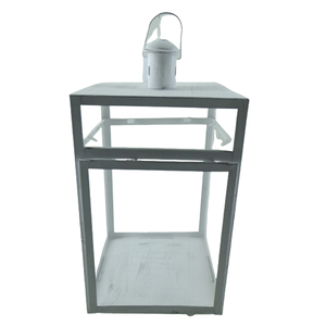Linterna de hierro de Venta caliente, lámparas decorativas para exteriores de lavado blanco y decoración del hogar para linterna decorativa de boda - Product Image 1