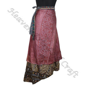 ใหม่กระโปรงผ้าไหมยาวผู้หญิงแฟชั่นใหม่ชุดวินเทจผ้าไหมส่าหรียาวกระโปรง2ชั้นพลิกกลับได้มหัศจรรย์38" - Product Image 5