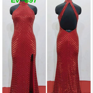 Vestido de Baile Casual Largo hasta el Suelo con Escote Profundo en V, Diseño Sexy con Abertura en la Espalda, Bordado de Lentejuelas y Terciopelo - Vestido Elegante para Mujer - Product Image 5