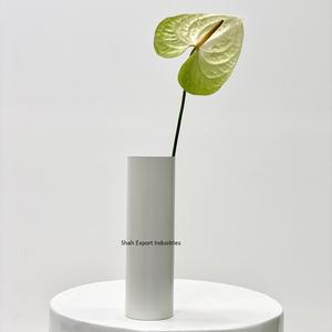 Jarrón Floral de Metal de diseño de lujo con forma de cilindro en Color gris para el hogar, sala de estar, decoración de mesa, florero - Product Image 4