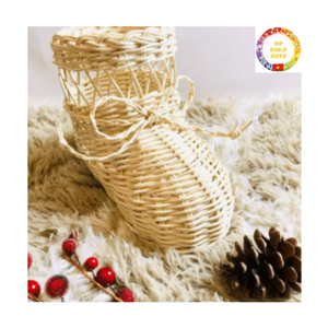 Ferme rustique fait à la main en rotin ornement de noël ensemble osier naturel Boho décoration d'arbre de vacances pour la décoration d'hiver - Product Image 1