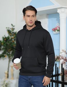 เสื้อฮู้ดสวมหัวแบบเรียบมี440 GSM ผ้าฟลีซผ้าฝ้ายหนากันน้ำเสื้อกันหนาวใส่ได้พอดีปกติสำหรับฤดูหนาวตามสั่ง - Product Image 5