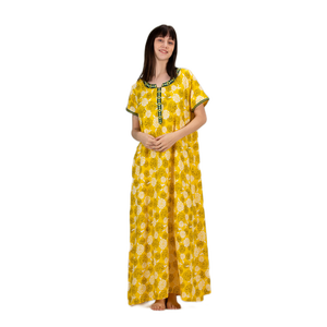 Robe de nuit ample en viscose Liva, imprimé floral brodé, super douce et confortable, taille 3XL, fermeture à cordon, ODM - Product Image 1