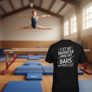 Maglietta promozionale per la mamma: Lascia che mia figlia vada a stare in discoteca e fare ginnastica - Product Image 3