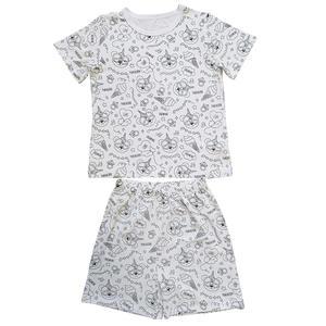 Vente en gros de pyjamas d'été à manches courtes pour garçons, lavables, fusée, coloriage dans l'espace, peinture, dessin avec marqueur, pyjama pour enfants, couleur - Product Image 5