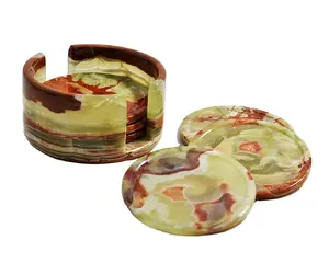 Ensemble de sous-verres multi-onyx vert de qualité supérieure, artisanat personnalisé fait à la main en marbre onyx, produits de qualité à partir de la route des minéraux.