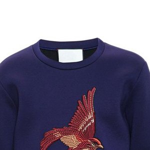 Venta al por mayor azul logotipo personalizado cuello sudaderas con capucha hombres personalizado Vintage logotipo bordado Casual hombres temporada de invierno tela tejida holgada - Product Image 2