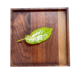 Vendedor superior D25cm Bandeja cuadrada de acacia de nogal Diseño moderno de madera maciza Seguro para la salud para almacenar alimentos Muebles de cocina - Product Image 1