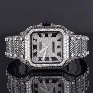 Montre automatique de luxe pour homme, entièrement sertie de diamants noirs de laboratoire, en acier inoxydable, montre analogique haut de gamme, grossiste - Product Image 4