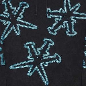 Sudadera con capucha con diamantes de imitación y diseño a la perfección, ropa de calle de algodón esencial con diseño de araña azul con estampado de soplo de peso pesado - Product Image 3