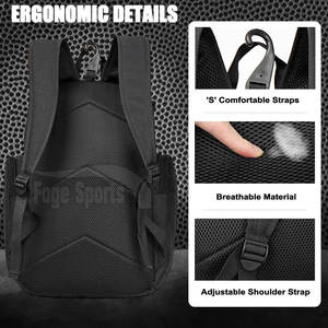 Mochila para equipo de gimnasio de gran capacidad al por mayor, bolsa de baloncesto con patrón de logotipo personalizado, mochila de baloncesto de fútbol para hombre, MOQ bajo - Product Image 5