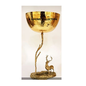 Bol de service de luxe décoratif doré pour mariage en métal à motif floral pour restaurant et fête - Product Image 5