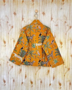 Chaqueta de invierno bohemia de moda, abrigo de estilo Kimono Kantha de jungla amarilla, abrigo frontal abierto, regalo para los seres queridos, chaqueta con estampado de animales - Product Image 5