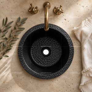 Fregadero de Cocina DIVRIS de Aluminio Negro Martillado a Mano, de un Solo Tazón, Cuadrado, Diseño Moderno, Acabado Pulido, con un Solo Orificio, 12 Pulgadas - Product Image 3