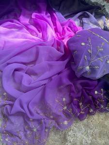 Georgette douce indienne de qualité supérieure pour femmes, tenue de fête imprimée ombragée, tenue traditionnelle, saree fantaisie teint d'Inde - Product Image 6