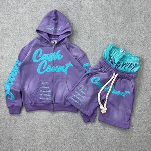 2025 nuevo diseño Tech Fleece bordado completo Sudadera con capucha Jogger chándales para hombres logotipo personalizado lavado ácido ropa deportiva chándales - Product Image 5