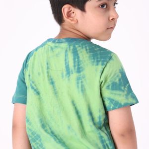 Camiseta de algodón puro tejido para niños, cuello redondo de longitud Regular, Media manga, corbata de loro y tinte, 100% - Product Image 5