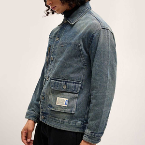 เสื้อแจ็กเก็ตยีนส์สำหรับผู้ชายเสื้อแจ็กเก็ตยีนส์สีจางสำหรับล้างออกเอง - Product Image 4