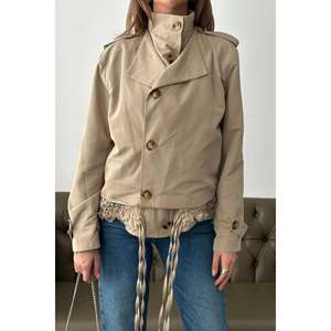 Veste courte utilitaire double couche kaki clair coupe-vent en gros - Product Image 3