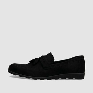 Mocasines de terciopelo negro con suela de cuña ligera Zapatos planos de cuero genuino de alta calidad para hombre Zapatos casuales de moda para hombre - Product Image 5