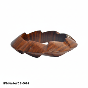 Bracelet en bois naturel sculpté à la main, géométrique, épais, facetté, pour femmes, bijoux ethniques bohèmes - Product Image 4