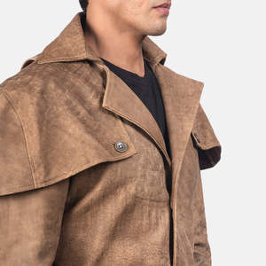 Deux Men's <b>Brown</b> Leather Duster Coat - Product Image 5