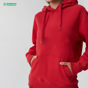 เสื้อฮู้ดสีแดงล้วน แขนยาว ผ้าฟลีซ มีกระเป๋า ระบายอากาศได้ดี เหมาะสำหรับใส่ในฤดูใบไม้ร่วง น้ำหนัก 350 GSM แบบเรียบ - Product Image 3