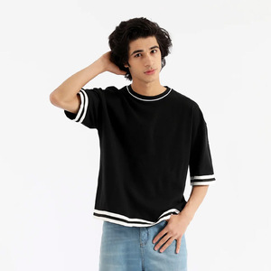 T-shirts pour hommes Marque d'impression personnalisée Respirant 100% coton T-shirts pour hommes Garniture contrastée de haute qualité T-shirts pour hommes - Product Image 1
