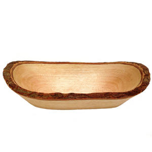 Tazón de masa ovalado de madera con mango acabado Natural, precio al por mayor, borde de corteza, tazón de madera, tazón de cocina para frutas, uso multiusos - Product Image 2