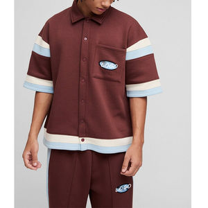 Conjunto Deportivo de Invierno de Alta Calidad, Camiseta Deportiva de Manga Corta Tejida, Pantalón Holgado de Pierna Ancha, Algodón Grueso, Corte Cuadrado, Estilo Universitario para Hombre - Product Image 3