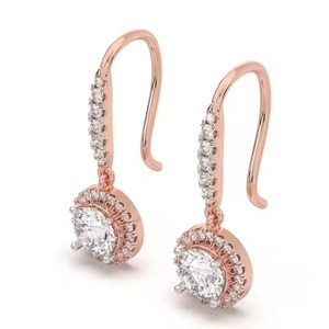 Pendientes de aro colgantes redondos de lujo Pendientes de moissanita para mujer con diamantes para mujer Use a un precio asequible - Product Image 2