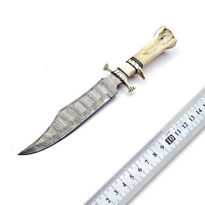 Premium Quality Stainless Steel Hunting Bowie & Camping <b>Knife</b> with Serrated Edge White <b>Bone</b> <b>Handle</b> Handmade Leather Sheath - Product Image 1