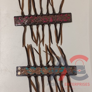 Pulsera de cuero tallada personalizada, brazalete de cuero hecho a mano, brazalete con flecos, estilo bohemio, brazalete de cuero genuino, regalo para mujer - Product Image 2