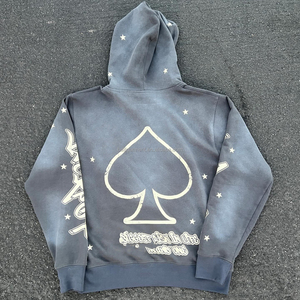 Sudadera con capucha y cremallera vintage recortada y cuadrada con logotipo personalizado, Sudadera con capucha de algodón Distress Vintage con cremallera Stone Acid Sun Fade Wash para hombre - Product Image 2