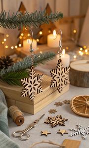 Adorno colgante de Navidad de madera rústica para decoración del hogar con diseño de patrón festivo pintado a mano - Product Image 2