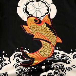 Camiseta Sukajan 100% Algodón con Estampado de Koi Dorado, Manga Corta, Corte Holgado, Diseño Sólido, Venta en Línea, Hecho en Pakistán - Product Image 2