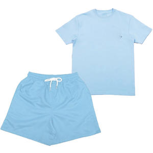 Ensemble court deux pièces pour homme bleu roi, t-shirt et short à séchage rapide, tenue d'été décontractée, streetwear, style urbain assorti - Product Image 2