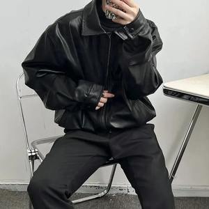 Chaqueta corta holgada informal de cuero Retro de otoño e invierno para hombre, chaqueta británica bonita y elegante para hombre, Tops - Product Image 4