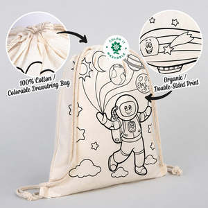 Colorable Astronaut & Zeppelin <b>Drawstring</b> <b>Backpack</b> 1416 (3540 Cm) - Product Image 4