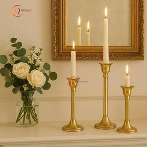 Top vente fait à la main dessus de table décoratif unique bougeoir plus récent ensemble de conception de 3 bocaux de bougie d'intérieur plaqués or en inde - Product Image 4