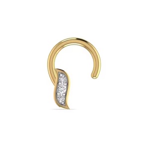 Glamorous 14kt Real Yellow Gold Fine Piercing Jewelry 0.017CT Natural Diamond <b>Nose</b> <b>Pin</b> Trendy Gift for Women's Weddings - Product Image 1