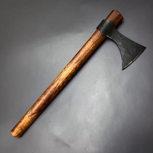 Hacha personalizable de doble hoja de acero al carbono, mango de madera forjado a mano, rendimiento máximo para camping industrial tradicional - Product Image 2