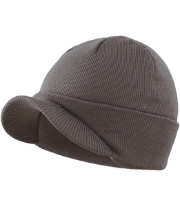 Bonnet d'hiver gris foncé pour hommes Bonnet double tricot, chaud et respirant, en laine mélangée, à bord, à la mode personnalisée, bon marché OEM - Product Image 4